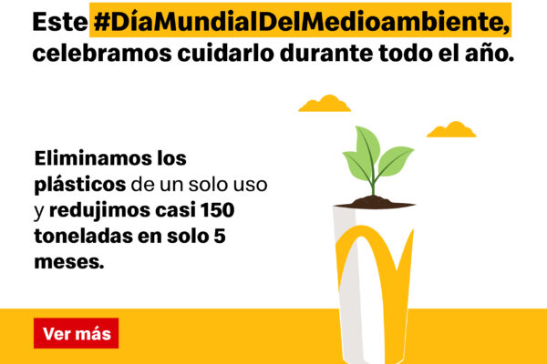 En el Día Mundial del Medio Ambiente, Arcos Dorados anuncia la eliminación de casi 150 toneladas de plástico de un solo uso en 2020