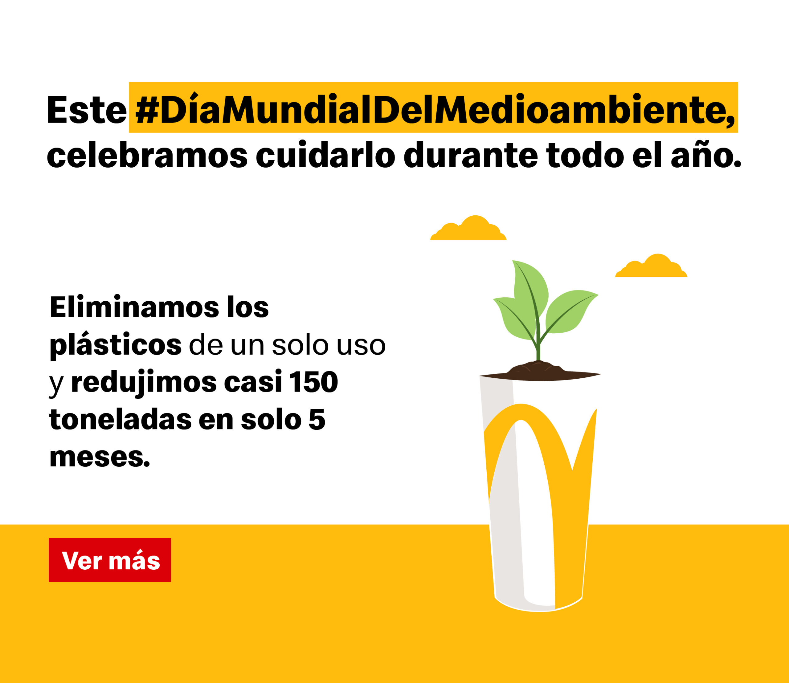 En el Día Mundial del Medio Ambiente, Arcos Dorados anuncia la eliminación de casi 150 toneladas de plástico de un solo uso en 2020