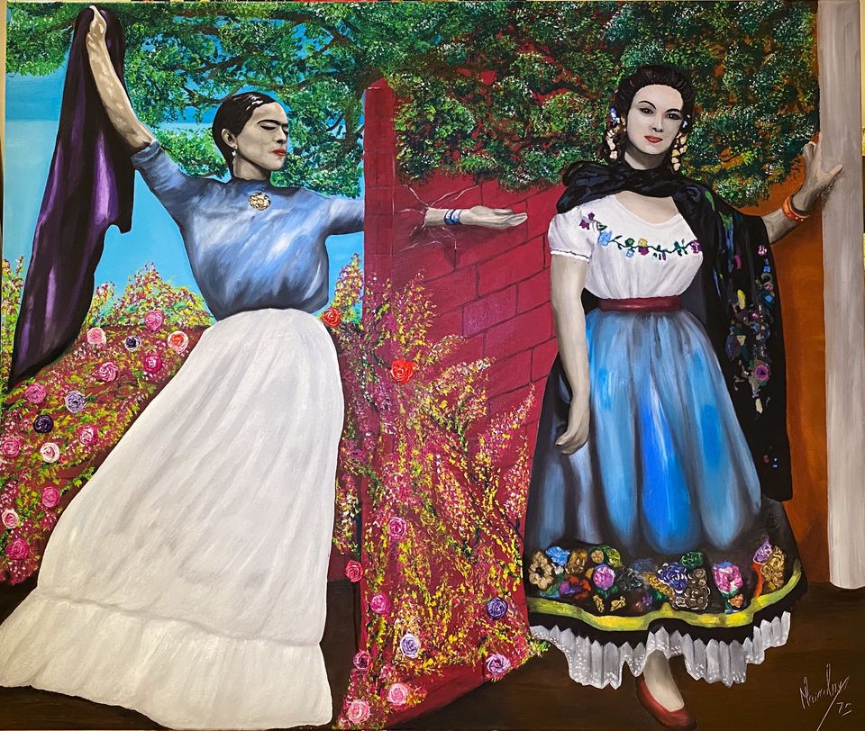 Marco Luz presento su obra de arte “Lo prohibido” de Frida Kahlo y María Félix