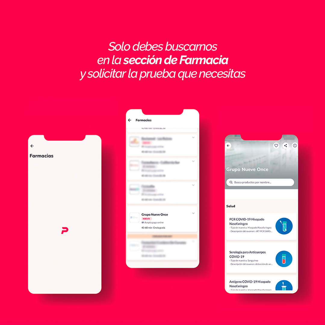 Pruebas de Covid-19 ahora disponibles por delivery.Alianza Grupo Nueve Once y PedidosYa