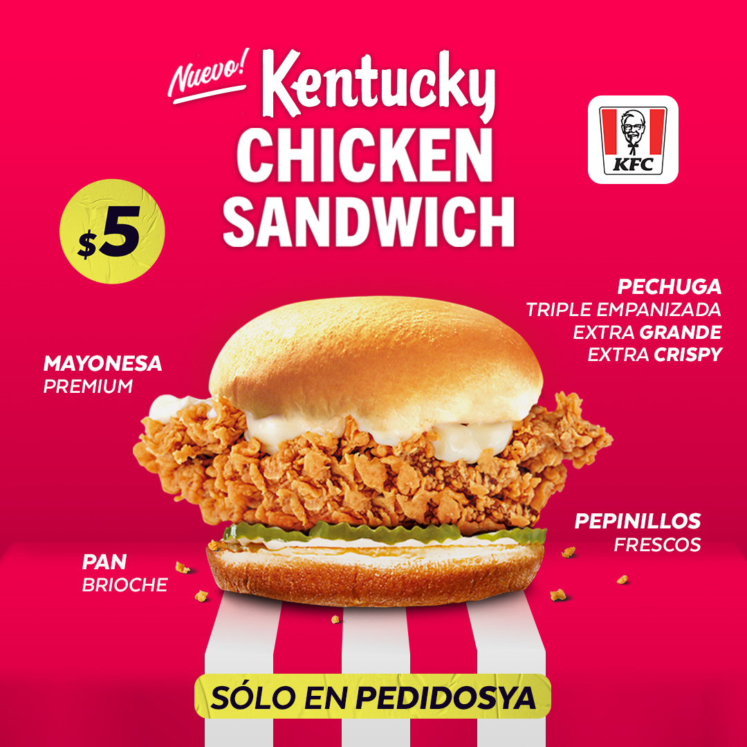 Individual y en combo.  El nuevo Kentucky Chicken Sándwich ya está disponible por PedidosYa