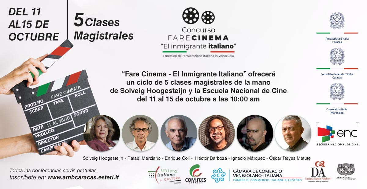 “Fare Cinema – El Inmigrante Italiano” ofrecerá un ciclo de 5 clases magistrales