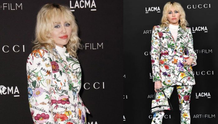 Miley Cyrus impacta con traje de estampado floral completo para Balenciaga en LACMA Art Gala