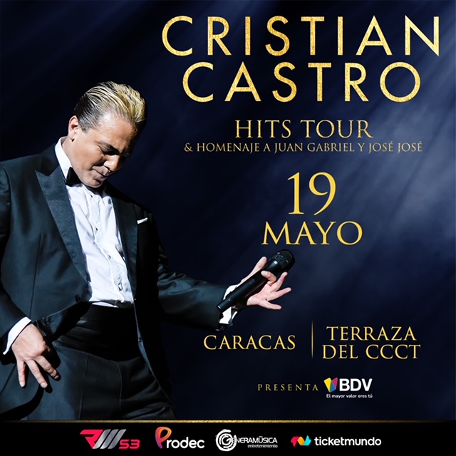 Cristian Castro enamorará a Caracas el 19 de mayo con “Cristian Castro Hits Tour & Homenaje a Juan Gabriel y José José”