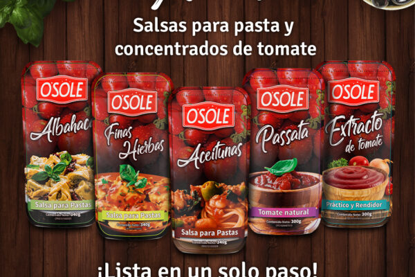 O’SOLE PRESENTA SUS NUEVAS SALSAS PARA PASTAS Y CONCENTRADOS DE TOMATE