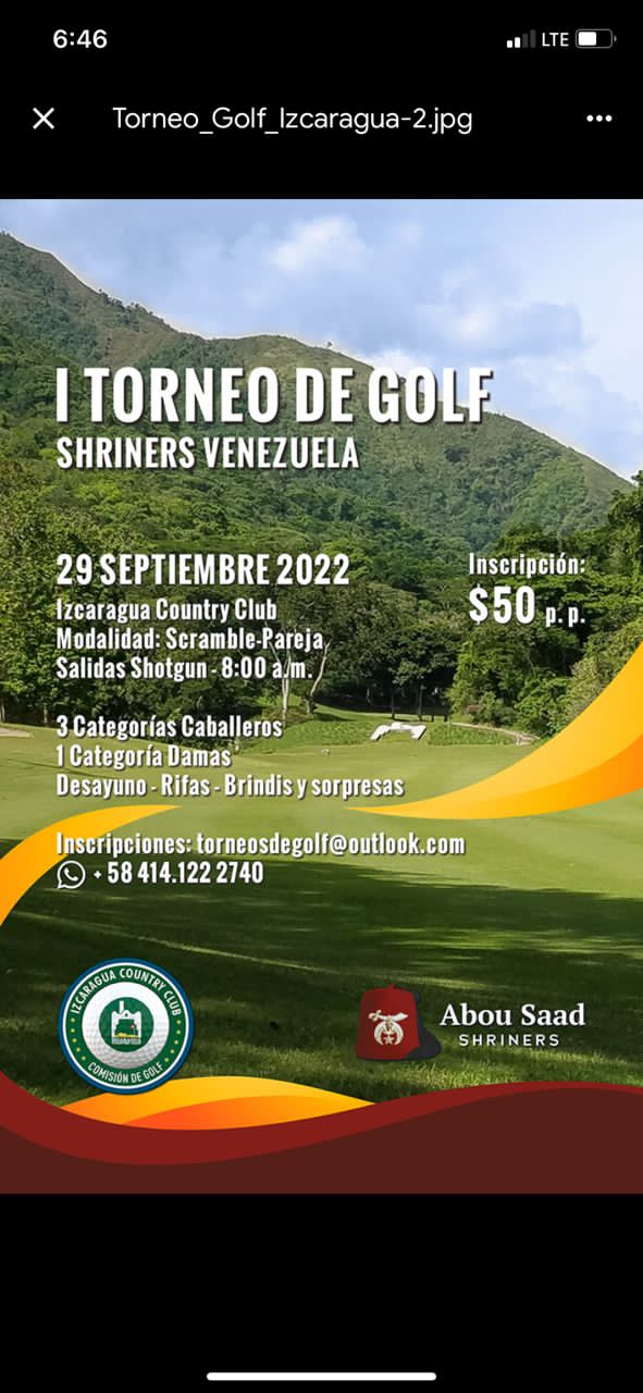 Shriners Venezuela realiza su I Torneo de Golf  para continuar dando sonrisas y alegrías