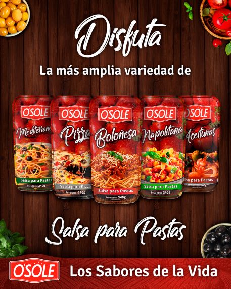 O’SOLE TE OFRECE LA MÁS AMPLIA VARIEDAD DE SALSAS PARA PASTAS
