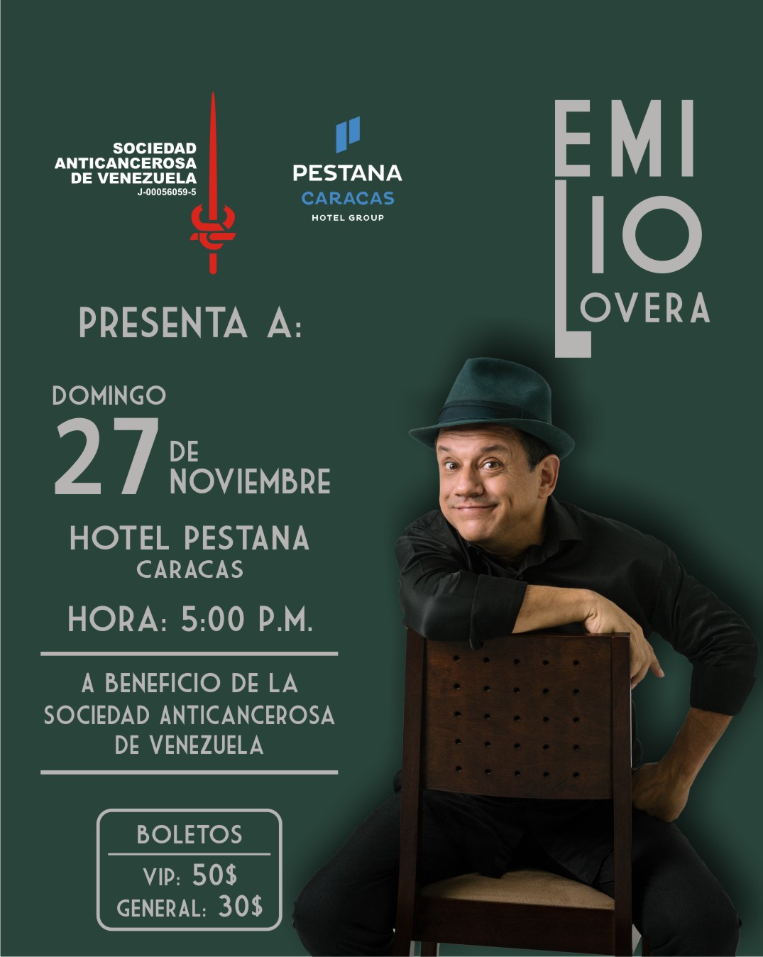 Llega el Show de Emilio Lovera a beneficio de la SAV