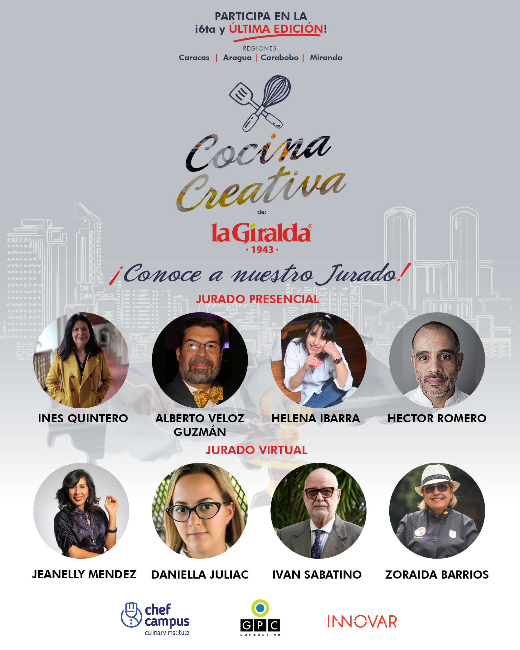 La 6ta edición del “Concurso Cocina Creativa” revela el jurado que los acompañará en este recorrido por la región Central del país