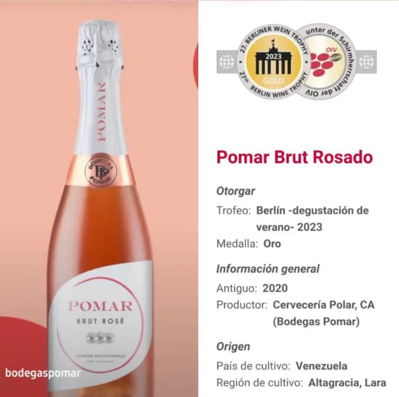 ​Bodegas Pomar gana medalla de oro en Alemania con su vino espumoso Pomar Brut Rosé