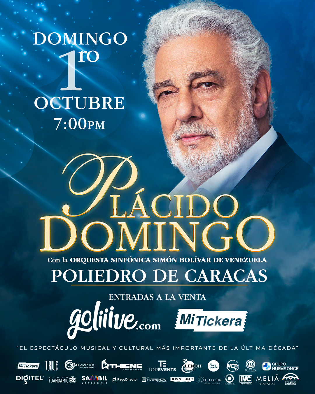 Plácido Domingo llega al Poliedro de Caracas el próximo domingo 01 de octubre