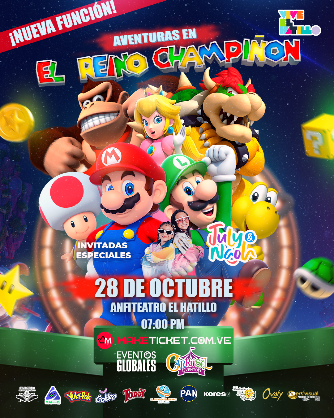 Las “Aventuras en el Reino Champiñón” con Mario Bros y sus amigos llegarán nuevamente a El Anfiteatro El Hatillo