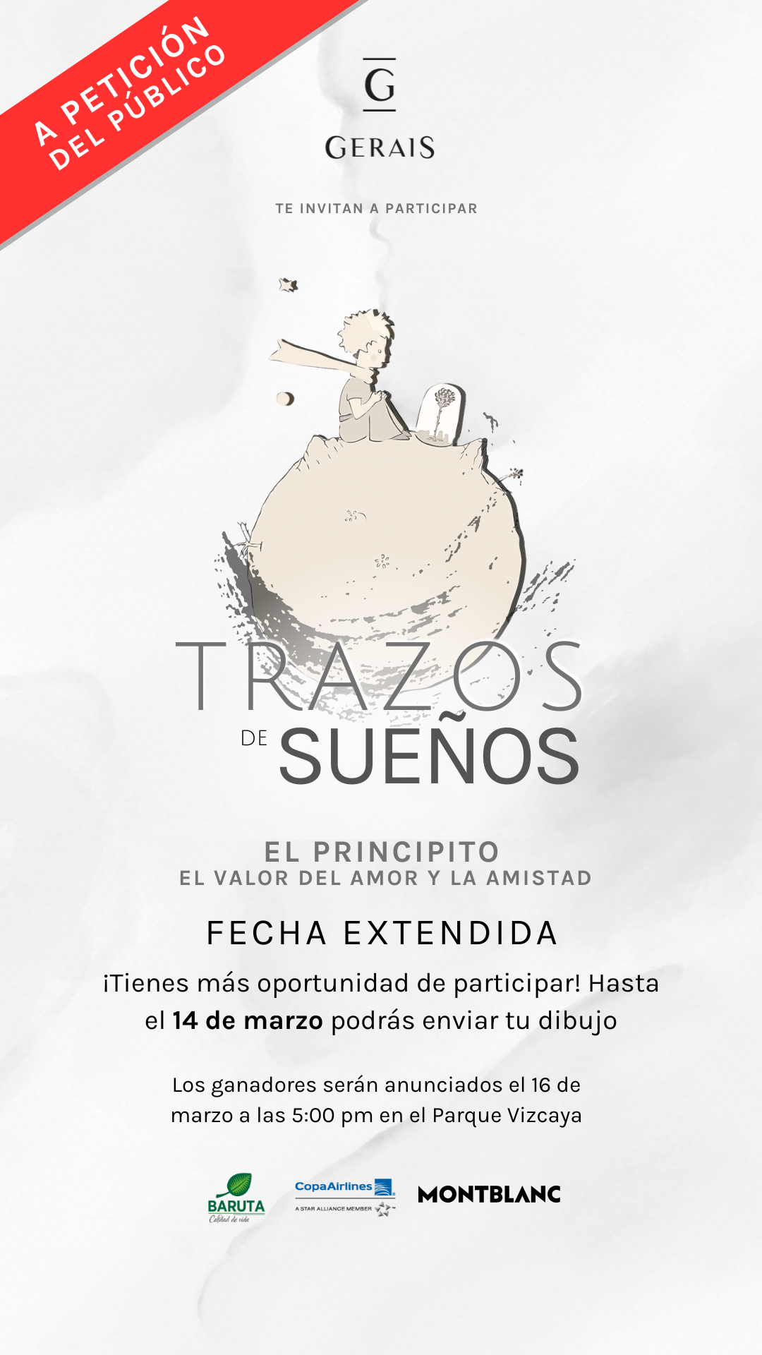 El concurso organizado por Torre Gerais “Trazo de Sueños – El Principito” se extiende hasta el 14 de marzo