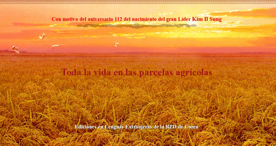 Con motivo del aniversario 112 del nacimiento del gran Líder Kim Il Sung  Toda la vida en las parcelas agrícolas