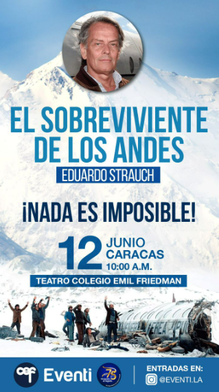 Eduardo Strauch, el sobreviviente de Los Andes, dará función sólo para estudiantes de bachillerato