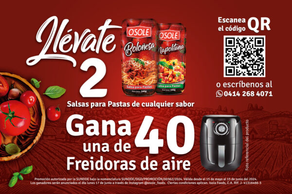 OSOLE te invita a participar en su promoción “Llévate dos Salsas para Pastas OSOLE”