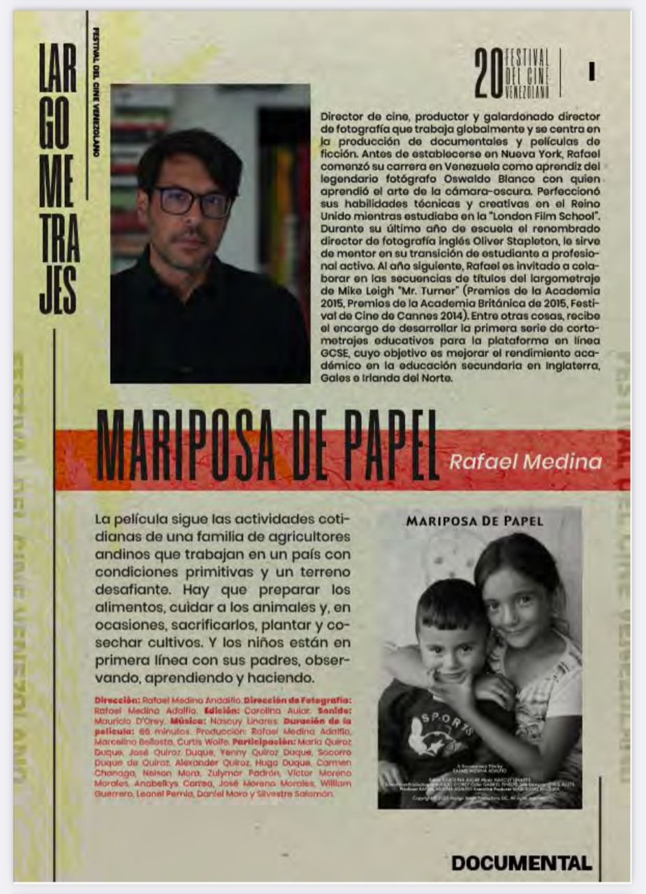 Documental “Mariposa de Papel” gran ganadora de la noche en el Festival de Cine Venezolano