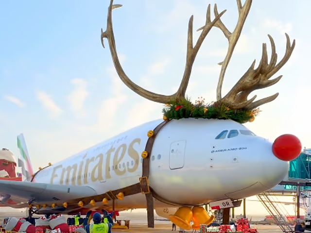 ¿Por qué un Emirates A380 con la nariz roja en DXB se roba la atención de todos estas Navidades?