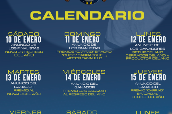 Cronograma Los Grandes de la LVBP 2025-2026