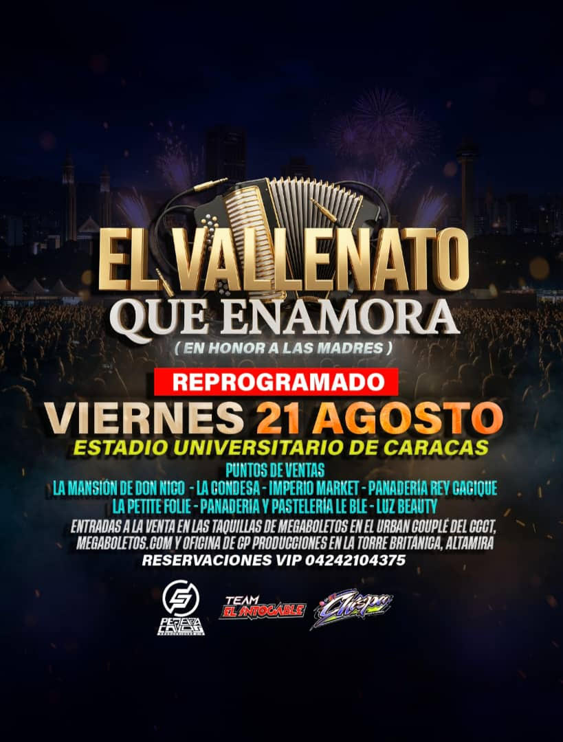 NUEVA FECHA del concierto «El Vallenato Que Enamora»