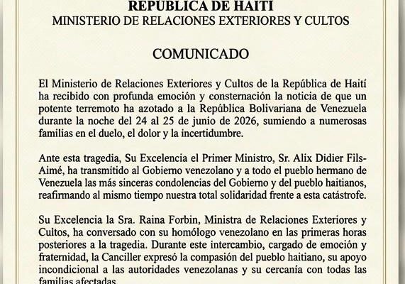 Comunicado Embajada de Haití en Venezuela
