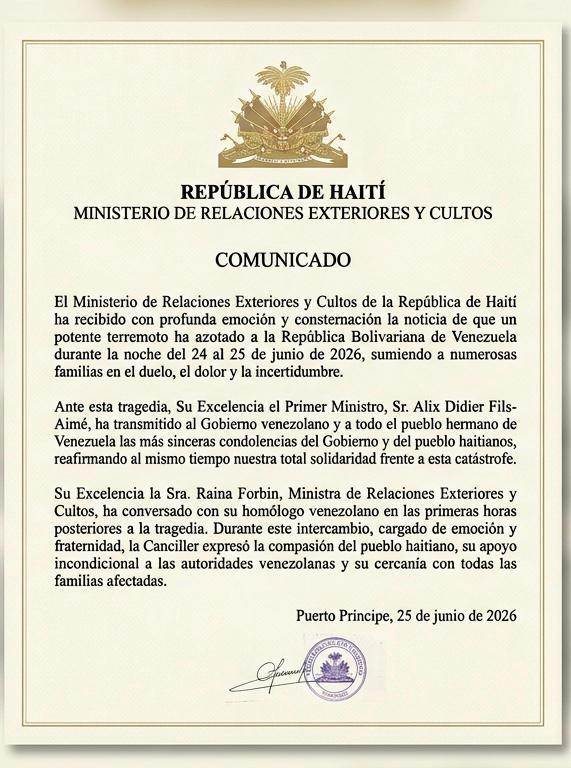 Comunicado Embajada de Haití en Venezuela